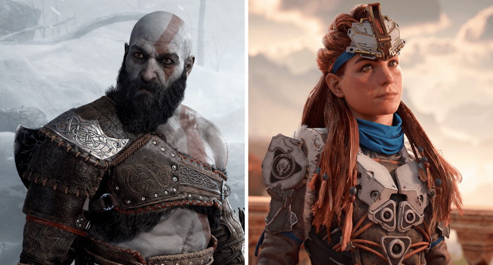 Kratos, God of War and Aloy, Horizon Forbidden West